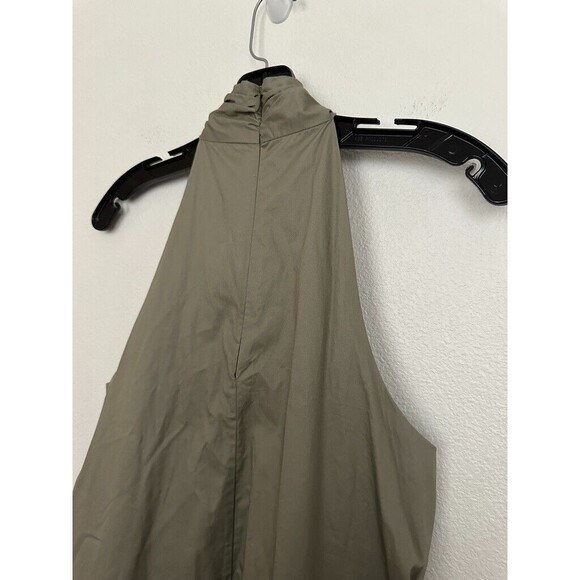 Anine Bing Cosette Twist Neck Halter Dress Shift Green Khaki Cotton Women Medium - Picture 9 of 10